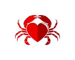 Red crab seafood with love shape inside
