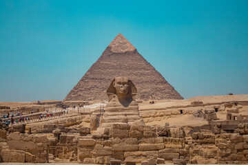 Fototapeta na wymiar Antiguas Pirámides de Egipto y la Gran Esfinge