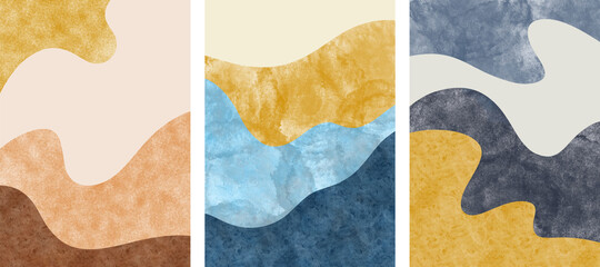 Abstract contemporary aesthetic background with mountain landscape. Boho wall decor. Minimalist design. vector background illustration.