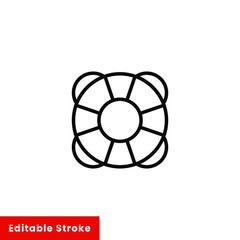 Help and support icon. Simple line style for web template and app. Call center, assist, service, contact, phone, computer, info, vector illustration design on white background. Editable stroke EPS 10