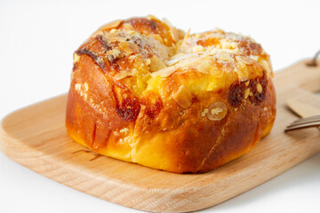 Almond milk bread close up.