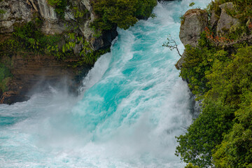 Huka falls flowing into the Waikato river. 