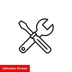 Help and support icon. Simple line style for web template and app. Call center, assist, service, contact, phone, computer, info, vector illustration design on white background. Editable stroke EPS 10