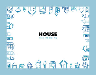 手描きで描いた家のベクター背景イラスト