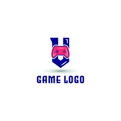 V initial letter with game console icon and pixel for gaming logo concept. game startup application