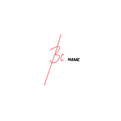 Bc Initial Handwriting or Handwritten Logo for Identity. Logo with Signature and Hand Drawn Style.