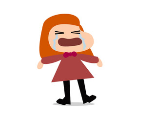 crying girl tear apart in pink dress, expression sorry sadness or angry