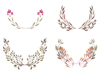 水彩画　ボタニカルイラスト　飾り枠