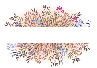 水彩画　ボタニカルイラスト　飾り枠