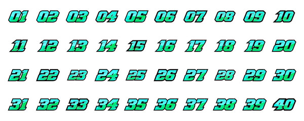Set of racing number, start racing number, sport race number with halftone dots style vector illustration