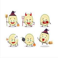 Halloween expression emoticons with cartoon character of slice of ambarella