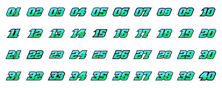 Set of racing number, start racing number, sport race number with halftone dots style vector illustration