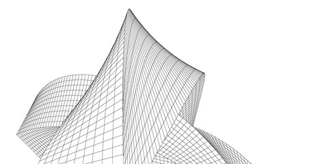 Architectural abstract shapes, Abstract architecture arch 3d illustration.