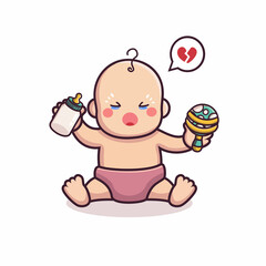 cartoon baby character is whining crying