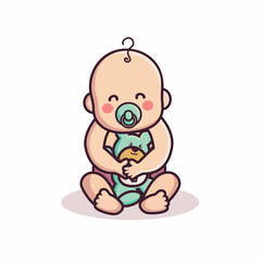 cartoon baby character playing teddy bear
