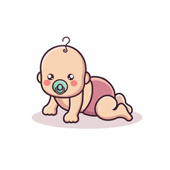 cartoon baby character using a pacifier