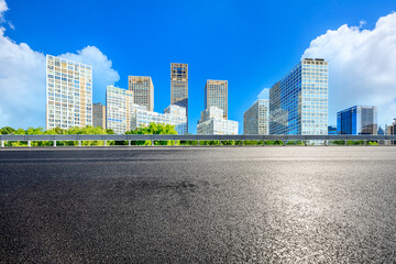 Asphalt road and modern city commercial buildings in Beijing,China.