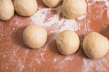 Prepared dough balls for home baking. Home hobby