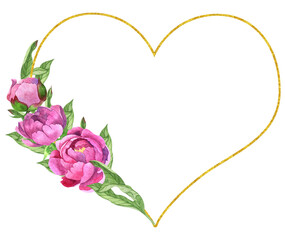 Watercolor pink floral Valentine  heart, Valentines floral frames