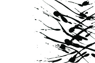 Black ink or watercolor textures splashes and streaks on white background,Abstract watercolor 