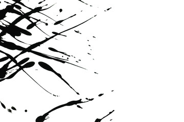 Black ink or watercolor textures splashes and streaks on white background,Abstract watercolor