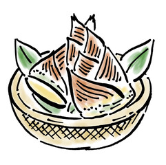 筍の筆タッチのイラスト