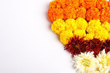 Orange and yellow Marigold Flower decoration for indian festival