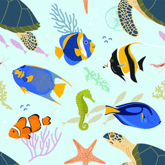 Sea Animals Seamless Pattern