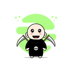 Cute baby character design wearing angel of death costume.