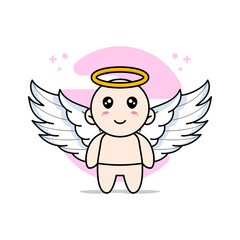 Fototapeta premium Cute baby character wearing angel costume.