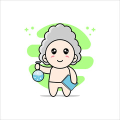 Cute baby character wearing scientist costume.