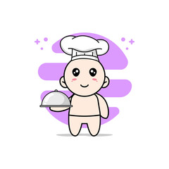 Cute baby character wearing chef costume.