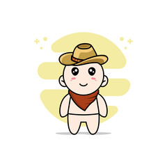 Cute baby character wearing cowboy costume.