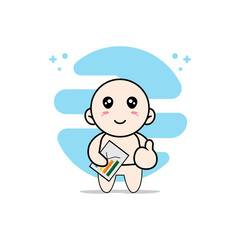 Cute baby character holding a presentation results.