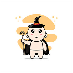 Cute baby character wearing witch costume.