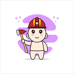 Cute baby character wearing miners costume.