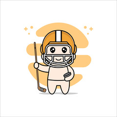 Cute baby character wearing hockey costume.