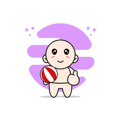 Cute baby character holding a ball.