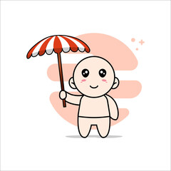 Cute baby character holding a umbrella.