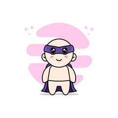 Cute baby character wearing superhero costume.