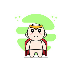 Cute baby character wearing superhero costume.