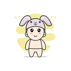 Cute baby character wearing rabbit costume.