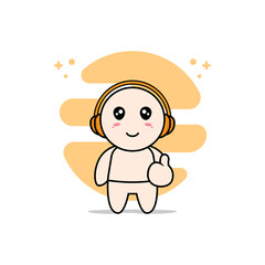 Cute baby characters using headphones.