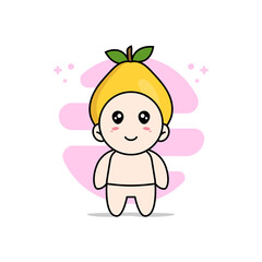 Cute baby character wearing quince costume.