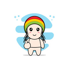 Cute baby character wearing reggae costume.