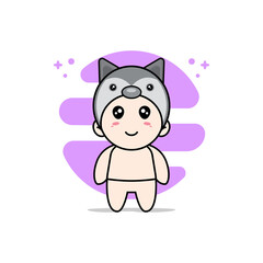 Cute baby character wearing fox costume.