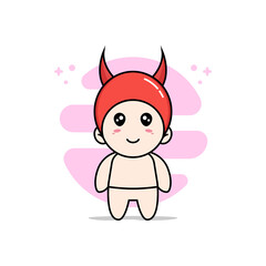 Cute baby character wearing devil costume.
