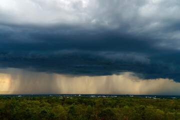 Storm clouds with the rain. Nature Environment Dark huge cloud sky black stormy cloud