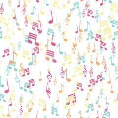 Seamless pattern with colorful music note. Vector