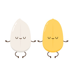Rice character design. rice vector on white background. rice seed.